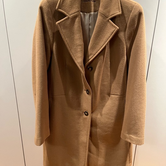 Calvin Klein camel wool/cashmere blend mid-length coat. Sz 6. Only worn twice. - Picture 5 of 9